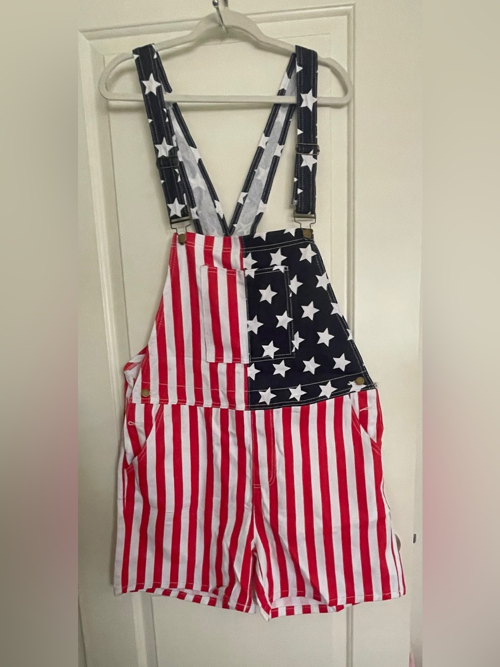 4th of July denim overall shorts